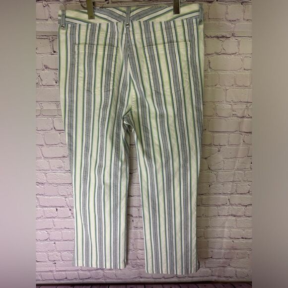 Per Se Crop Low Waist 70s Cotton Linen Blend Striped Giselle Jeans Size 8 - Picture 3 of 11